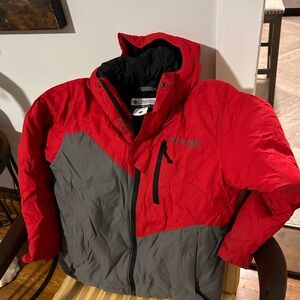 Boys Columbia Red and Gray waterproof jacket size 8 youth